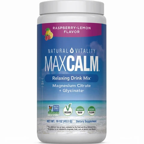 MAXCALM® – Magnesio Citrato + Glicinato | Bebida Relajante Frambuesa-Limón