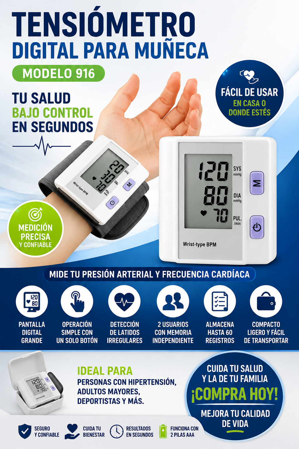 TENSIOMETRO DIGITAL PARA MUÑECA