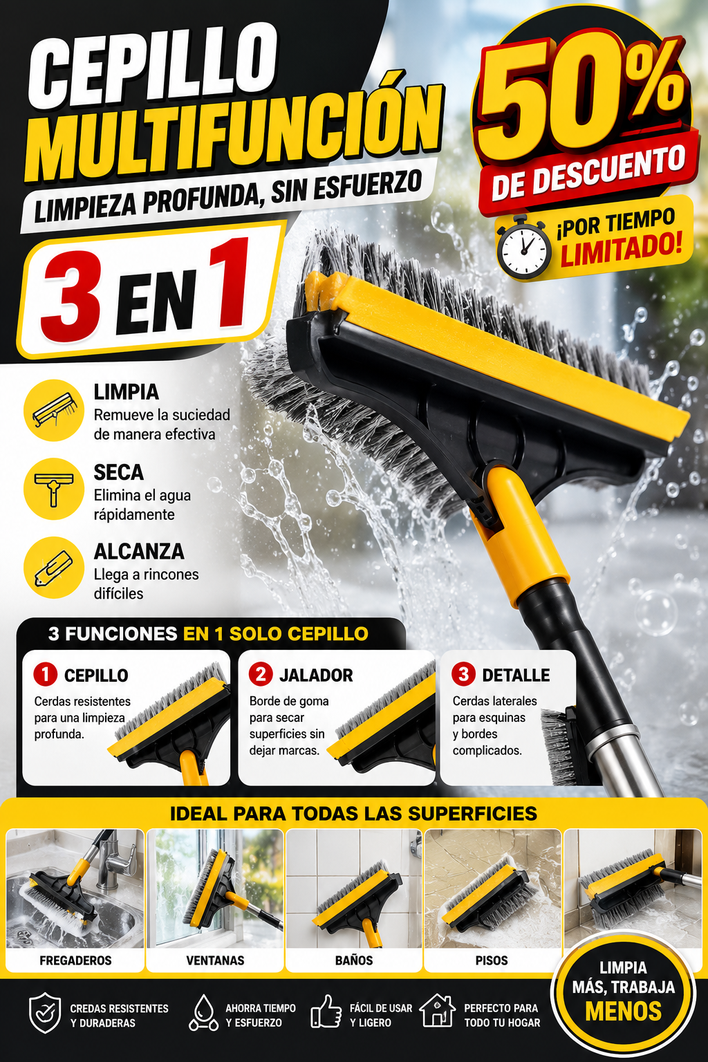 Cepillo De Limpieza 3 En 1