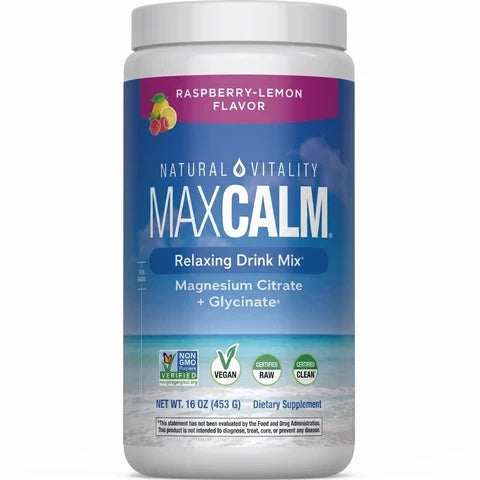 MAXCALM® – Magnesio Citrato + Glicinato | Bebida Relajante Frambuesa-Limón