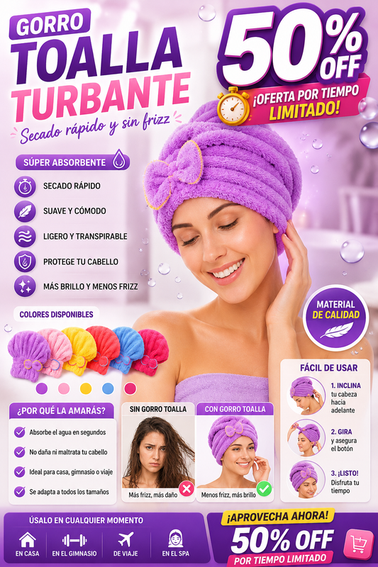 GORRO TOALLA DE MICROFIBRA