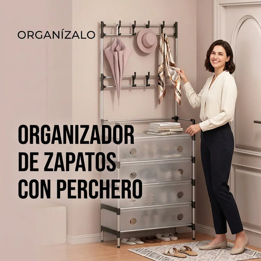 Organizador de Zapatos con Perchero Orden Total en un Solo Lugar