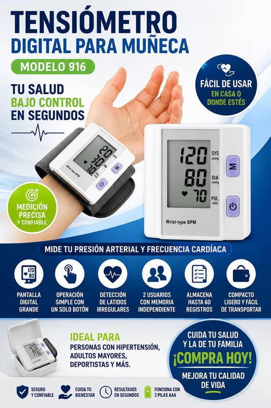 TENSIOMETRO DIGITAL PARA MUÑECA